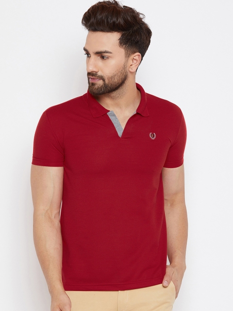 

Duke Men Red Solid Polo Collar Slim-Fit T-shirt