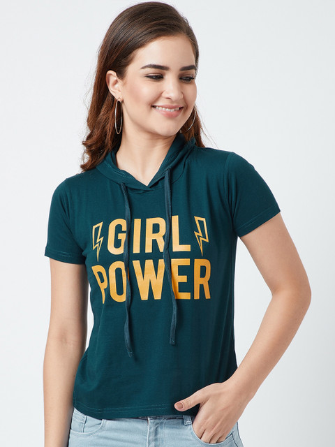

The Dry State Women Green Printed Round Neck T-shirt