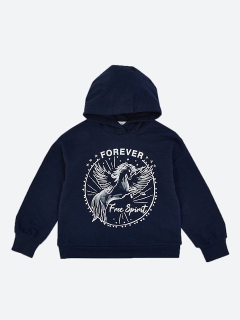 

Marks & Spencer Girls Navy Blue Printed Hooded Sweatshirt