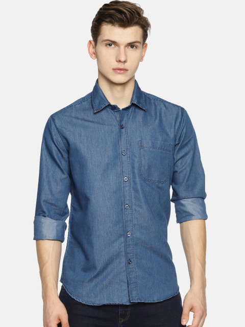 

OBOW Men Blue Premium Regular Fit Solid Casual Shirt