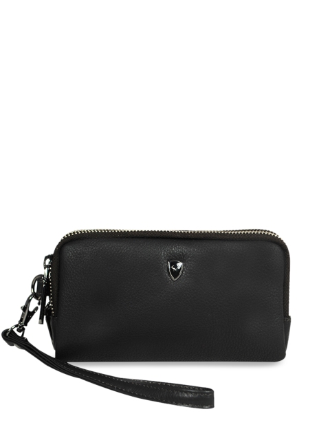 

CALFNERO Unisex Black Solid Leather Zip Around Wallet