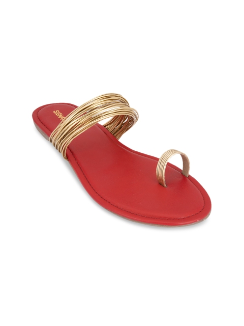 

Signature Sole Women Gold-Toned Textured One Toe Flats