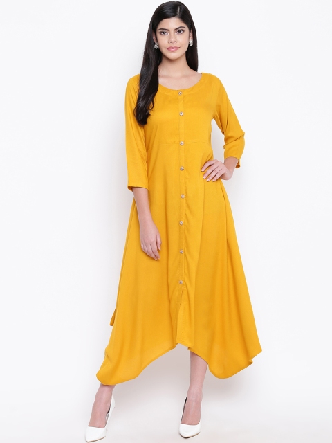 

FABNEST Women Yellow Fit and Flare Dress