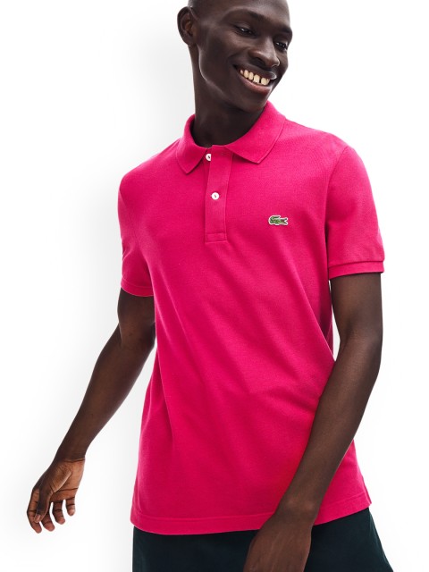 

Lacoste Men Pink Slim Fit Solid Polo Collar T-shirt