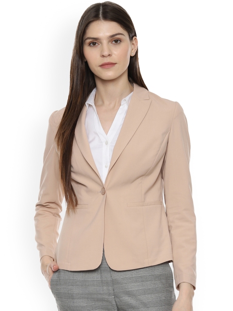 

Allen Solly Woman Beige Solid Regular-Fit Single-Breasted Blazer