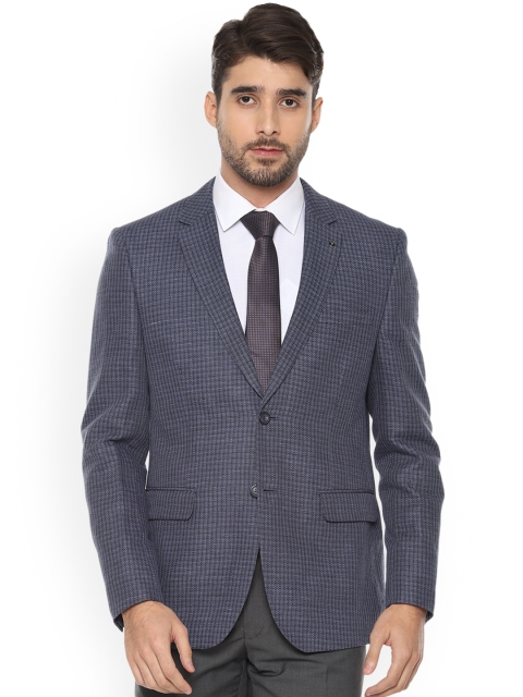 

Van Heusen Men Blue Checked Single-Breasted Slim Fit Formal Blazer