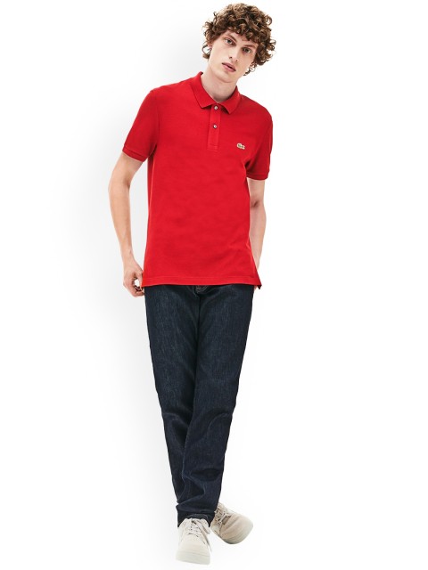

Lacoste Men Red Slim Fit Solid Polo Collar T-shirt