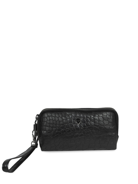 

CALFNERO Unisex Black Textured Zip Around Wallet