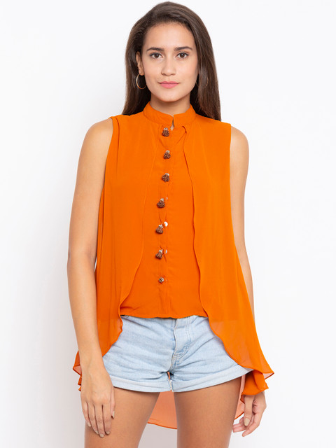 

Iti Women Orange Solid Shirt Style Top