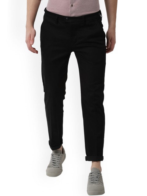 

Peter England Men Black Smart Slim Fit Solid Regular Trousers