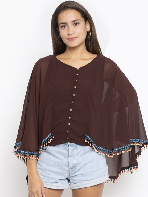 

Iti Women Brown Solid Cape Top