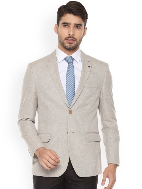 

Van Heusen Men Beige Self Design Slim-Fit Single-Breasted Blazer