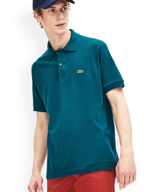 

Lacoste Men Teal Solid Polo Collar T-shirt