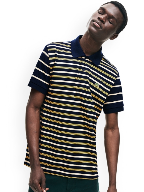 

Lacoste Men Blue Striped Polo Collar T-shirt