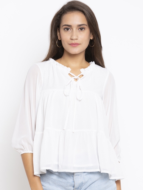 Iti Women Off-White Solid Boxy Top