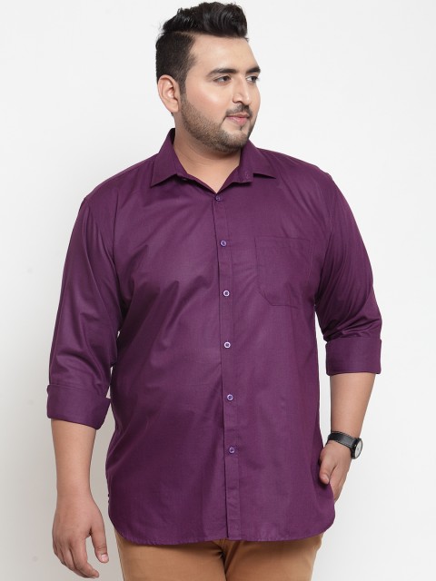 

plusS Men Purple Regular Fit Solid Casual Shirt