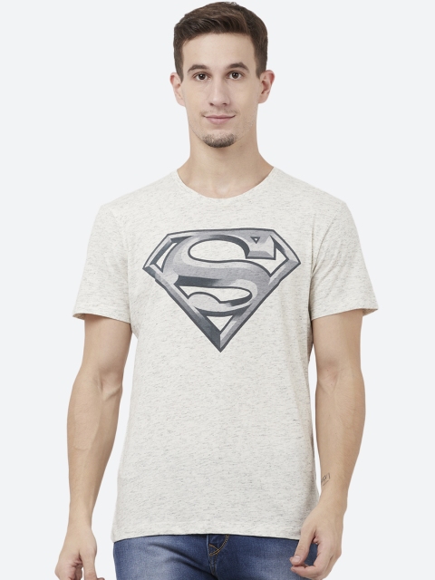 

Free Authority Men White Superman Printed Round Neck T-Shirt