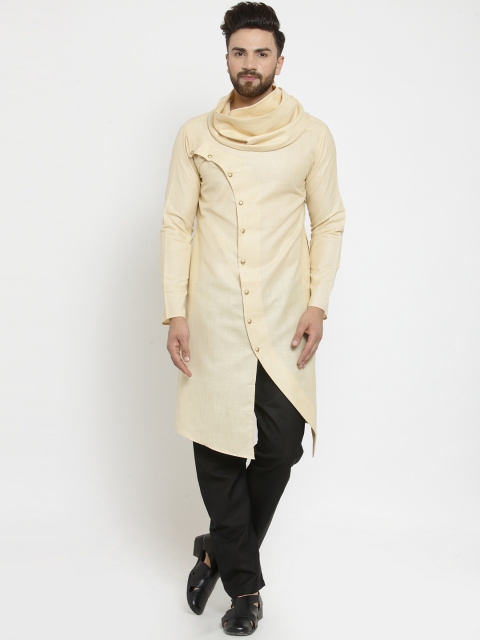 

TREEMODA Men Beige & Black Solid Kurta with Pyjamas