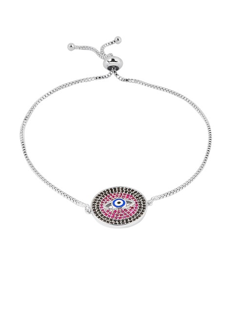 

Moon Dust Women Silver-Plated Pink & Black Link Bracelet