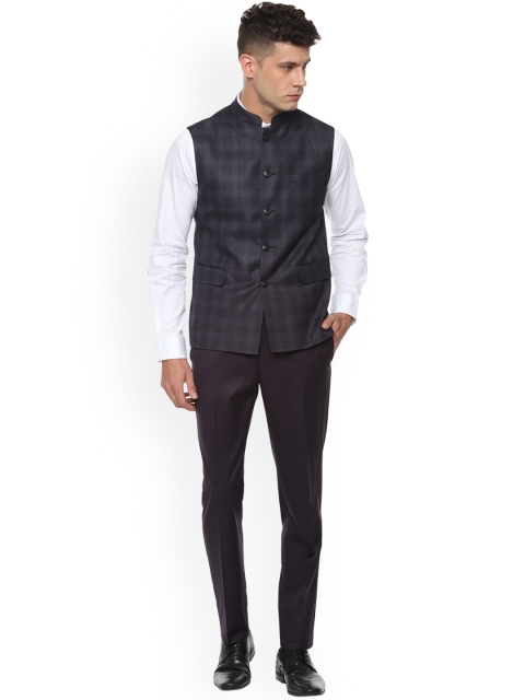 

Van Heusen Men Grey & Brown Checked Slim-Fit Single-Breasted Formal Suit