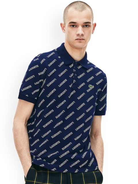 

Lacoste Men Navy Blue Printed Polo Collar T-shirt