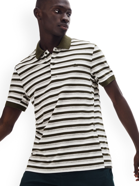 

Lacoste Men Green & White Striped Polo Collar T-shirt