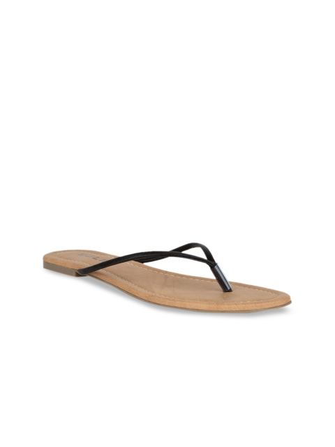 

SOLES Women Black Solid Open Toe Flats