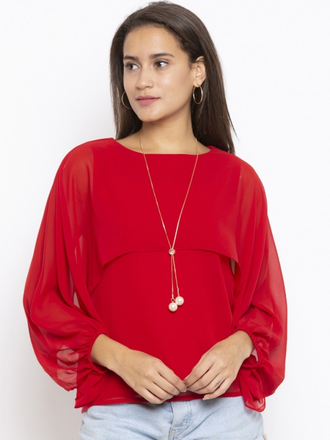 

Iti Women Red Solid Cape Top