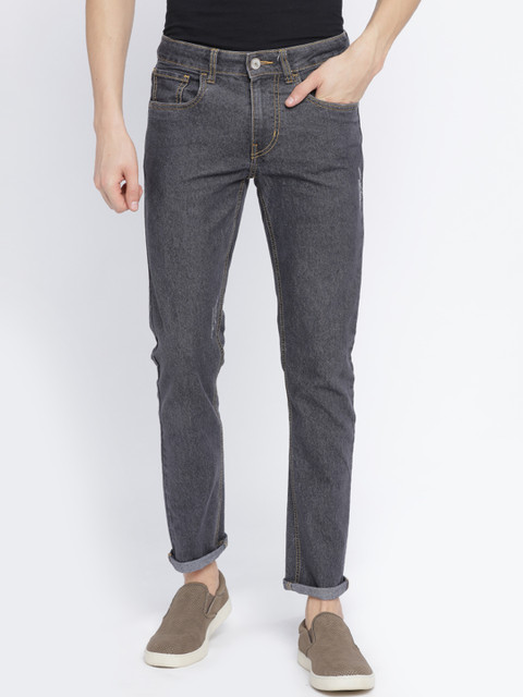 

Newport Men Grey Slim Fit Mid-Rise Low Distress Stretchable Jeans
