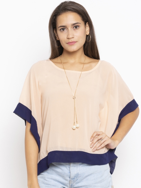 

Iti Women Peach-Coloured Colourblocked Kaftan Top