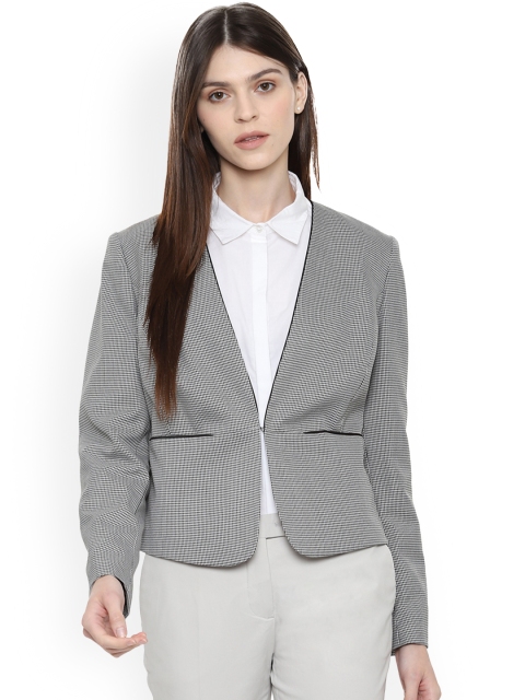 

Van Heusen Woman Grey Checked Single-Breasted Blazer