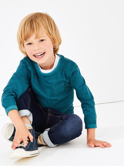 

Marks & Spencer Boys Blue Striped Round Neck T-shirt