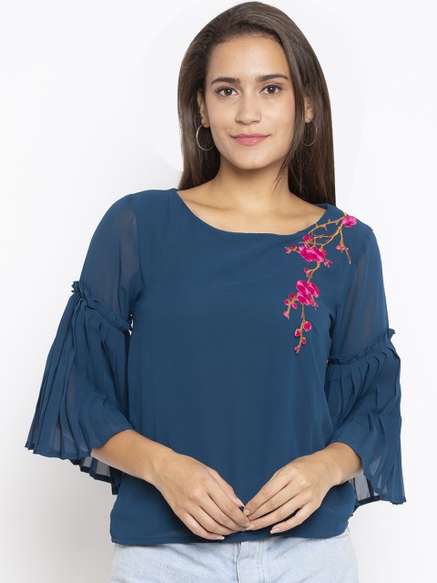

Iti Women Teal Printed A-Line Top