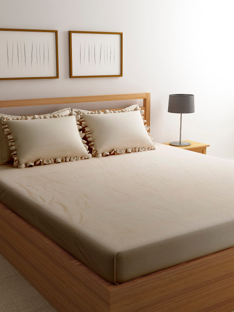 

Portico New York Beige Solid 400 TC Cotton 1 King Bedsheet with 4 Pillow Covers