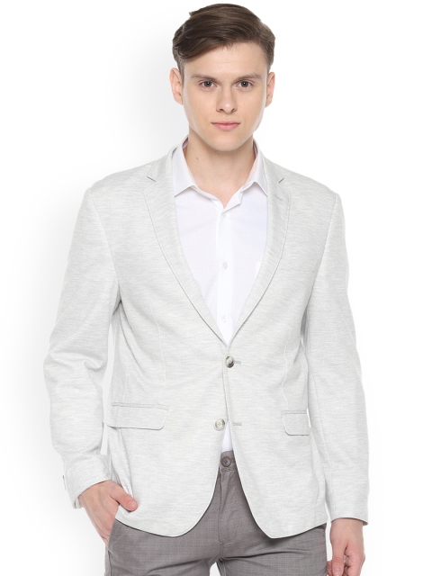 

Van Heusen Sport Men Grey Solid Single-Breasted Slim Fit Pure Cotton Blazer
