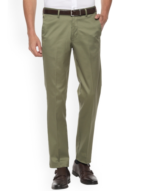 

Louis Philippe Men Olive Green Slim Fit Solid Formal Trousers