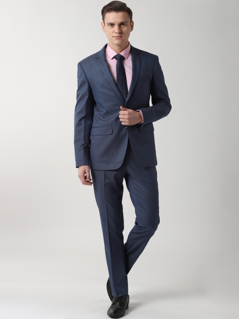 

Peter England Elite Men Navy Blue Self-Design Slim-Fit Single-Breasted Formal Suit