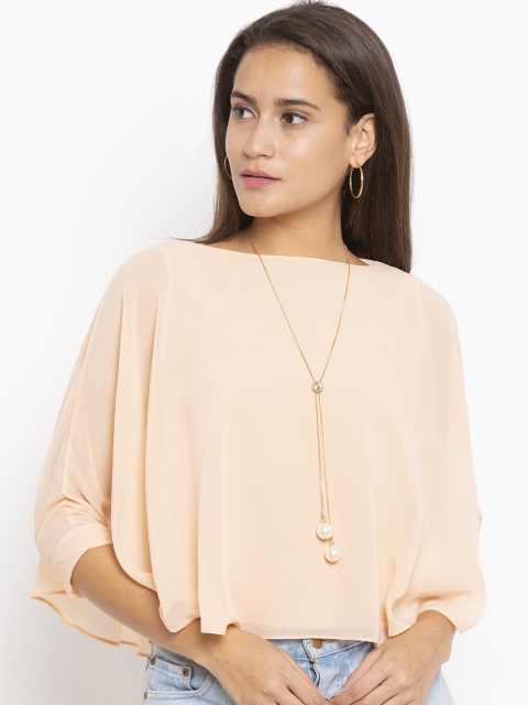 

Iti Women Peach-Coloured Solid Cape Top