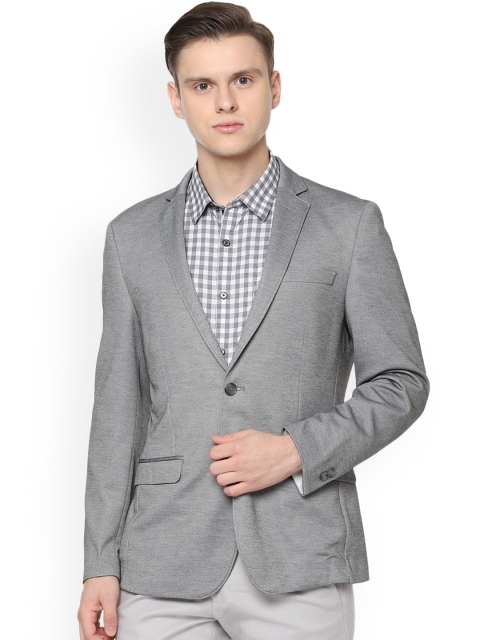 

Van Heusen Men Grey Solid Single Breasted Slim Fit Blazer