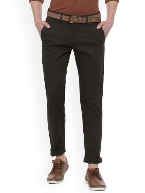 

Van Heusen Men Olive Green Slim Fit Solid Regular Trousers