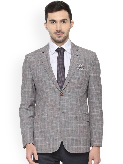 

Van Heusen Men Grey Checked Single-Breasted Blazer