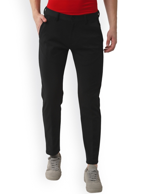 

Peter England Men Black Super Slim Fit Solid Regular Trousers