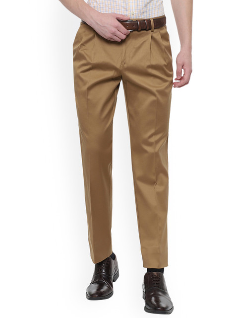 

Louis Philippe Men Khaki Regular Fit Solid Formal Trousers