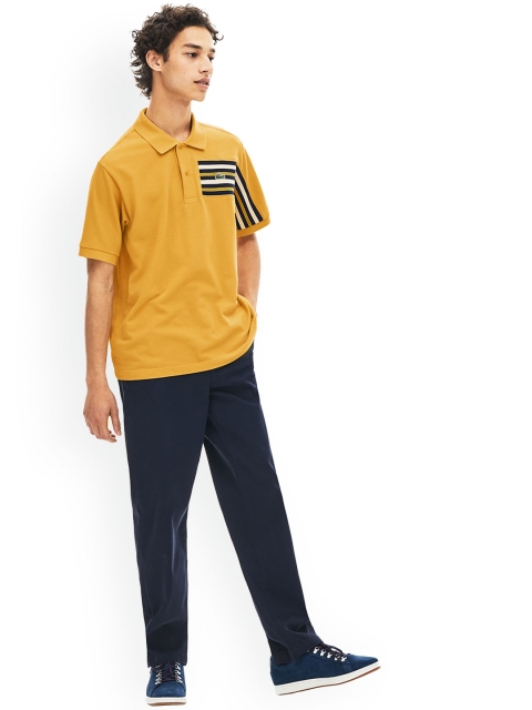 

Lacoste Men Yellow Striped Polo Collar Pure Cotton T-shirt