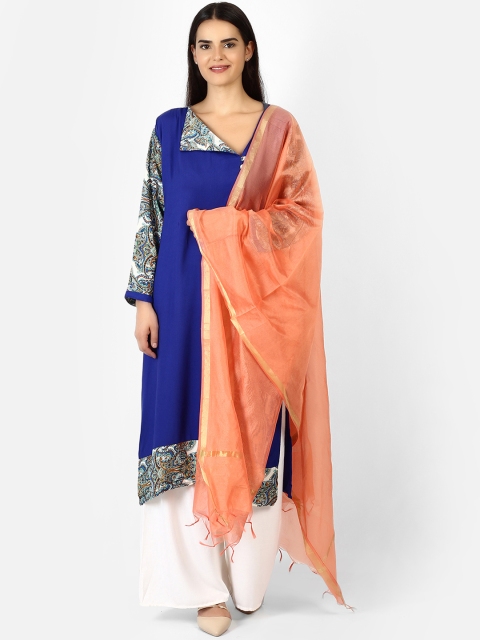 

amraoo Women Peach-Coloured Art Silk Solid Dupatta