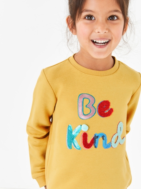 

Marks & Spencer Girls Yellow Self Design Sweatshirt