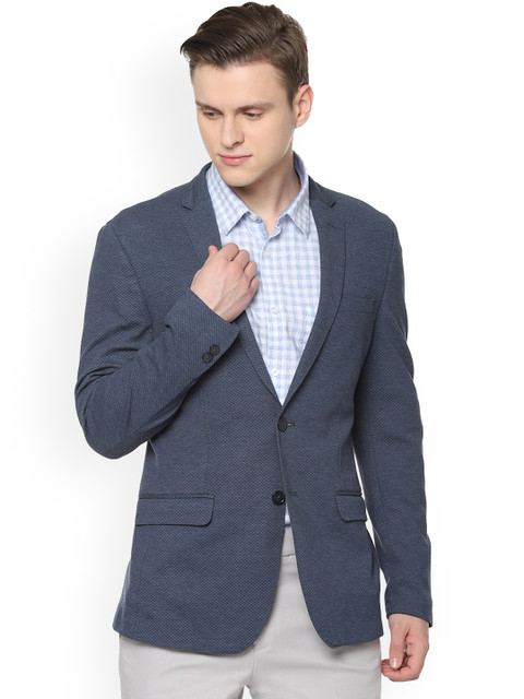 

Van Heusen Sport Men Blue Self-Design Single-Breasted Blazer