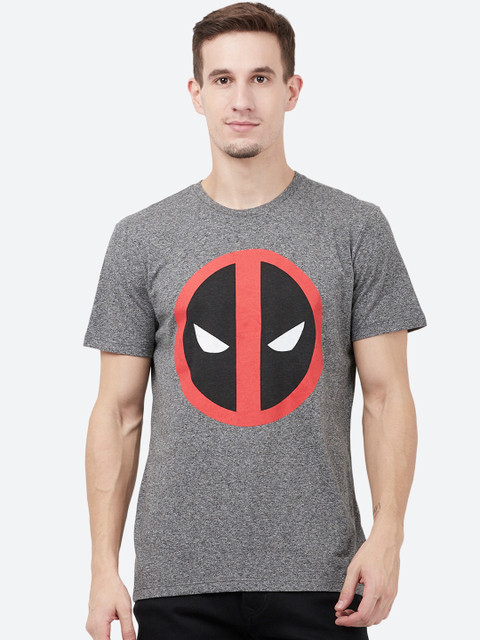 

Free Authority Men Grey DEADPOOL Printed Round Neck T-Shirt