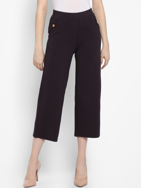 

FOSH Women Black Loose Fit Solid Culottes