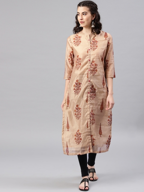 

Alena Women Beige Printed Straight Kurta